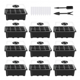 More about 10 Set Seed Trays Saemling Starter Tray (12 Zellen pro Tablett) mit verstellbaren Kuppeldeckeln und Base Plus Plant Tags Handwer