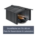 Juskys Mähroboter Garage mit Satteldach - Rasenmäher Dach Carport aus Metall - 86 × 98 × 63 cm - Sonnen- und Regenschutz für Ras