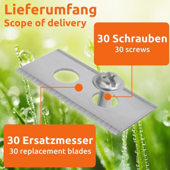ECENCE Ersatzmesser für Rasen-Mähroboter 30 Stück kompatibel mit Worx Landroid, LandXcape Modell