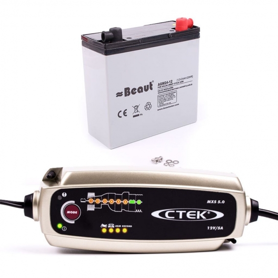 Batterieset für elektrische Wohnwagen Rangierhilfe , inkl C-tek Ladegerät