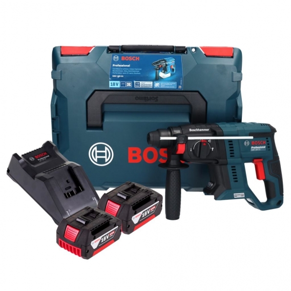 Bosch GBH 18V-21 Professional Akku Bohrhammer 18 V 2,0 J Brushless + 2x Akku 5,0 Ah + Ladegerät + L-BOXX