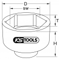 KS TOOLS 1" Achsmuttern-Schlüssel, 8-kant, kurz, 110 mm