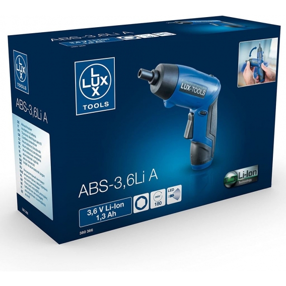 LUX-TOOLS ABS-3,6Li A Akku-Bohrschrauber inkl. USB-Ladekabel | Kleiner, verstellbarer 3,6V Akkuschrauber mit 1,3Ah (Li-Ion Techn