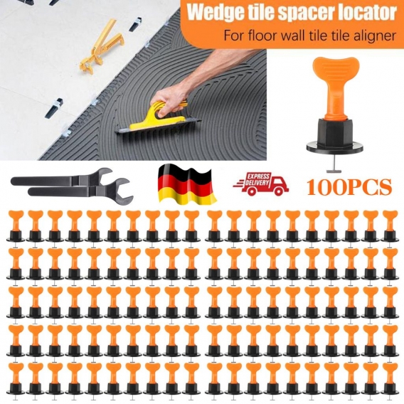MECO 100 Stücke Fliesen-Nivellierer Nivelliersystem-Kits wiederverwendbar Abstandshalter  mit 2 Schraubenschlüssel für Bau Mauer