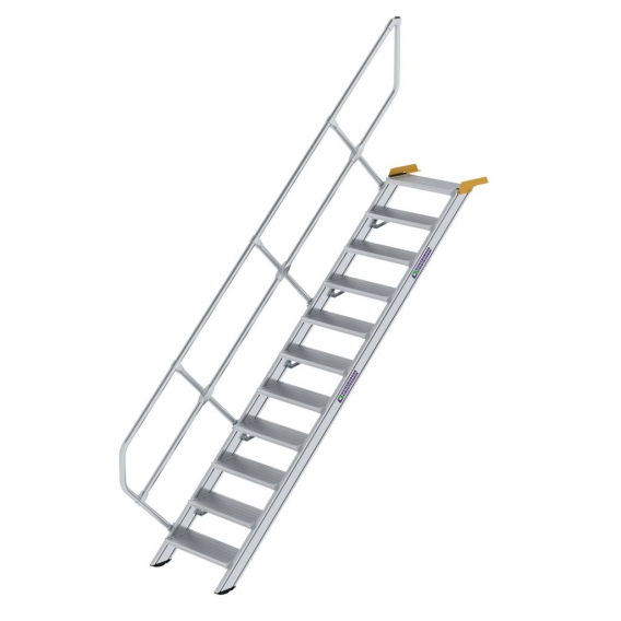Günzburger Steigtechnik Treppe 45° Stufenbreite 600 mm 11 Stufen Aluminium geriffelt