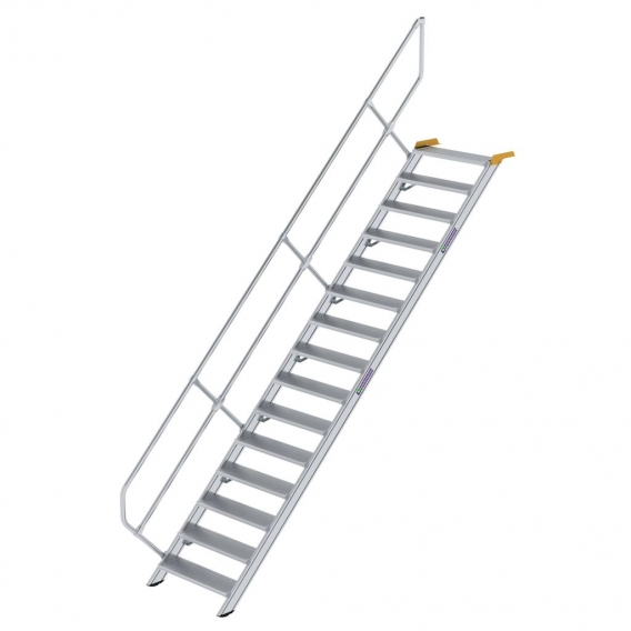 Günzburger Steigtechnik Treppe 45° Stufenbreite 800 mm 15 Stufen Aluminium geriffelt