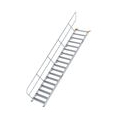 Günzburger Steigtechnik Treppe 45° Stufenbreite 1000 mm 18 Stufen Aluminium geriffelt