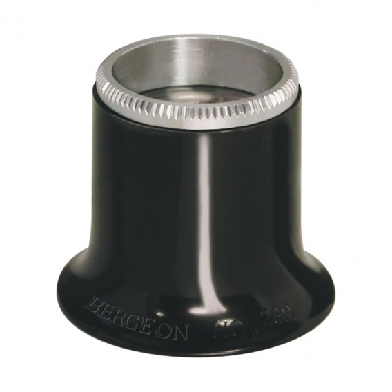 Bergeon 2611-N-4 Uhrmacherlupe 2,5x Bikonvexe Linse, schwarze Kunststofffassung mit verschraubtem, geriffeltem Ring