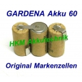 GARDENA Accu 60 Akku 3,6V 2 Ah NiCd Original Markenzellen  für Original Lader