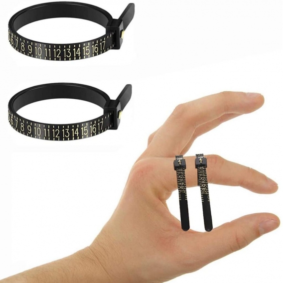 2 PCS Ring Sizer Set, Schmuck Messung Kunststoff Finger Sizer Ring Gauge Messwerkzeug Gürtel für Damen Herren Kinder