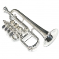 Karl Glaser Hoch B/A Piccolo Trompete, 4 Zylinderventile, versilbert, Koffer
