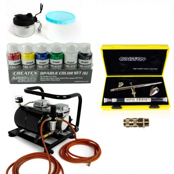 Airbrush Set Saturn A40 Evolution Silverline 126003 Airbrush Pistole Two in One