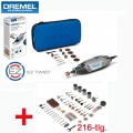 DREMEL Multitool 3000-15 Set - inklusive 15 DREMEL Zubehörteile； Aufbewahrungstasche und 216-tlg. SILVERLINE Zubehörset zum Schl
