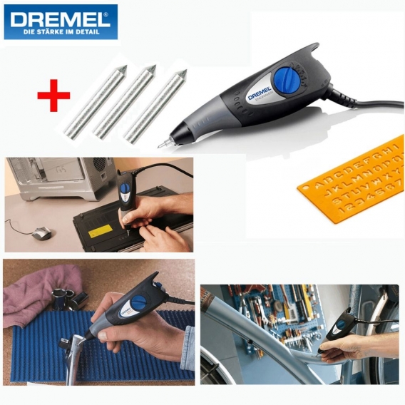 DREMEL Gravierwerkzeug Engraver - inklusive 3 Stück Ersatz-Gravierspitzen und Gravierschablone