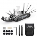 Fahrrad-Multitool, 16 in 1 Werkzeuge für Fahrrad Tragbare Werkzeuge Set Tasche mit Kette Werkzeug und Reifenpatch Hebel,Selbstkl
