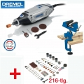 DREMEL Multitool 3000 Set - inklusive 5 DREMEL Zubehörteile, SILVERLINE Winkelverstellbarer Schraubstock und 216-tlg. SILVERLINE