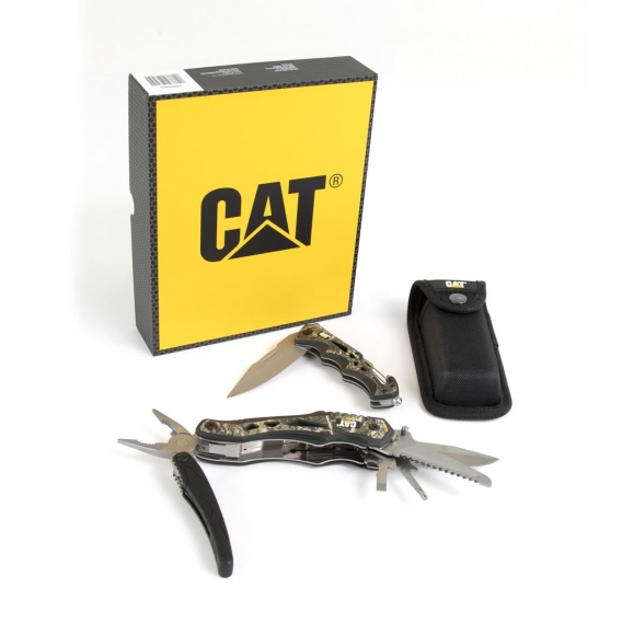 CAT Multitool BOX 2er Set mit 10 in 1 Multitool mit Gürteltasche und Messer mit Sicherheitshammer