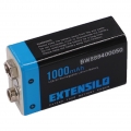 EXTENSILO 5x 9V-Akku Block für diverse Geräte (1000mAh, 9V, Li-Ion), ready-to-use, mit Micro USB Buchse