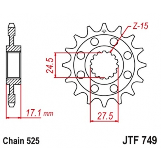 JT SPROCKETS Standard Stahlritzel vorne 749 - 525