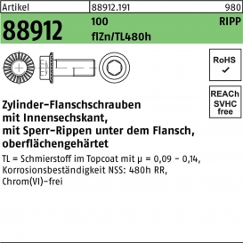 More about Zylinderflanschschraube R 88912 Sperr-Ripp Innen-6-kant M 6 x 12 100 zinkbesch. Gleitmittel flZnnc 480h-L