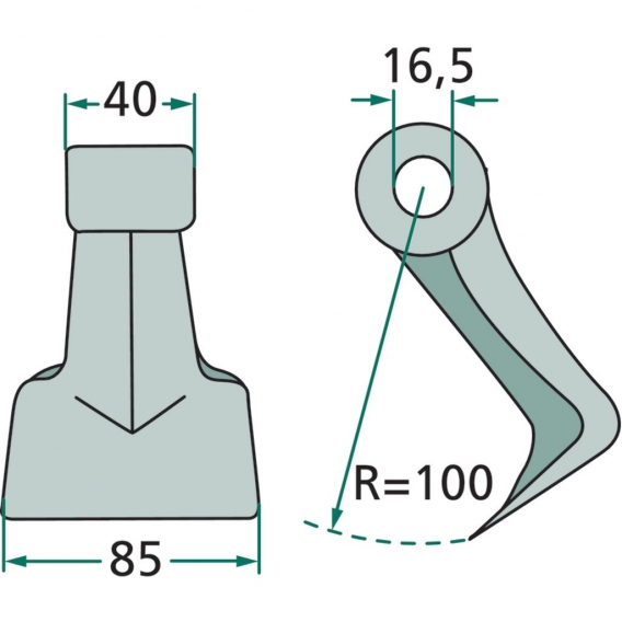 Hammerschlegel Radius 100 mm Arbeitsbreite 85 mm passend für diverse Hersteller