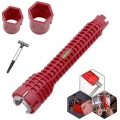 8-in-1-Wasserhahnschlüssel-Werkzeug ， Küchenarmatur- und Spüleninstallateur Multifunktionaler Beckenschlüssel, Doppelkopf-Spülen