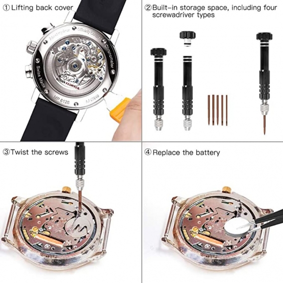Uhrenwerkzeug Set, 147tlg Uhrmacherwerkzeug Uhr Werkzeug Watch Tools Akku-Ersatzwerkzeug-Kit für Uhren mit Tragetasche
