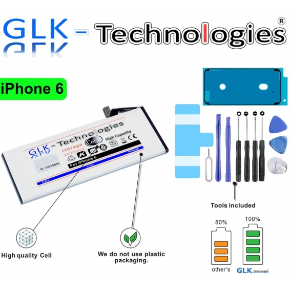 GLK-TECHNOLOGIES  Akku für Apple iPhone 6 6G A1586 A1549 A1589 Batterie  Pro