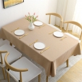 Rechteckige quadratische Tischdecke aus einfarbiger Baumwolle und Leinen,Farbe: Leichter Kaffee,Größe:120x180cm(47.24x70.87")