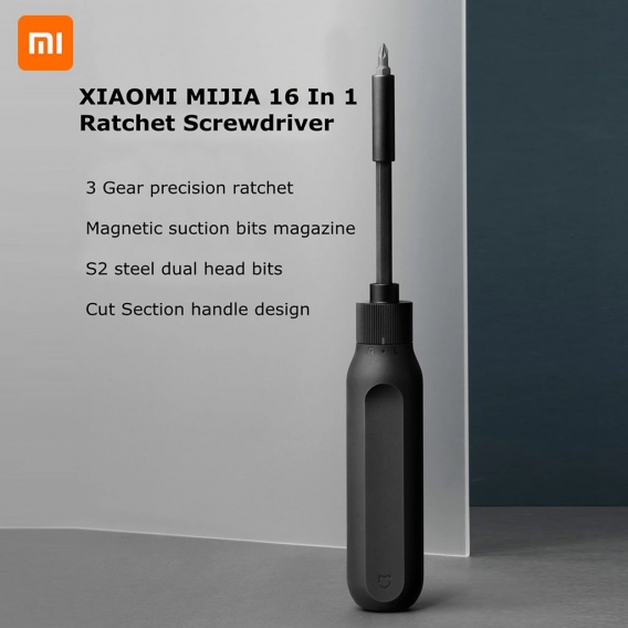 Xiaomi Mijia-Schraubendreher 16-in-1-Ratschen-Schraubendreher-Kit mit 8 Doppelkopf-S2-Stahl-Praezisionsbits DIY-Schraubendreher-