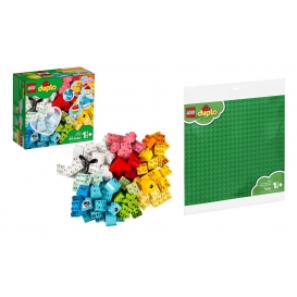 More about SET: LEGO DUPLO Mein erster Bauspaß (10909) + Große Bauplatte, grün (2304) - Grundplatte Basisplatte Steinebox - 2er Set