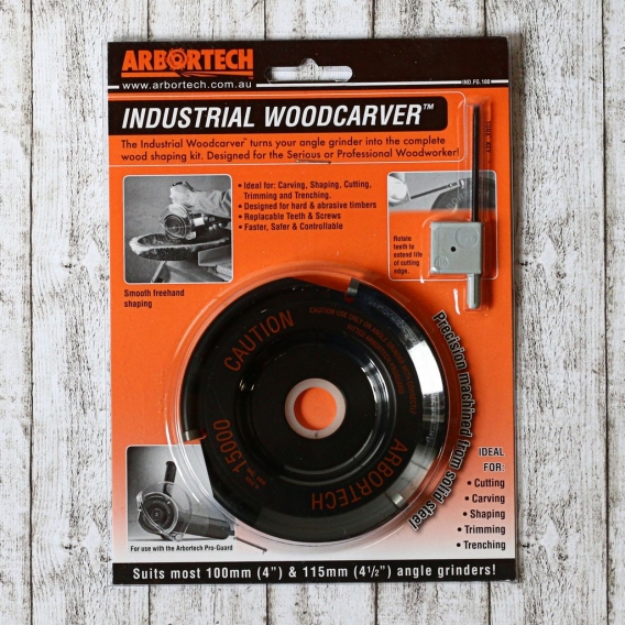 Arbortech Industrial Woodcarver Prokit mit Schutzhaube und Befestigung, Power Carving Holz