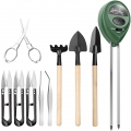 9PCS  Bonsai Werkzeug set , Mini-Garten Handwerkzeuge, umfasst Gartenschere, Schere, Mini-Harke, Pinsel,Knospen- und Blattschnei