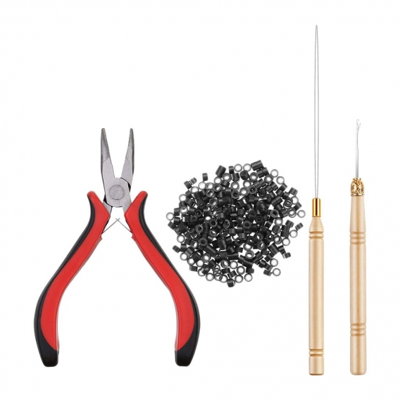 500x Micro Silikon Link Ringe Zangenhaken Zugnadel Werkzeuge Kit Zubehör Größe 1
