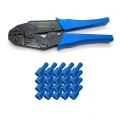 ARLI Crimpzange 0,5 - 6 mm² + 50x Flachsteckhülsen 1,5 - 2,5 mm² blau 6,3 x 0,8 mm