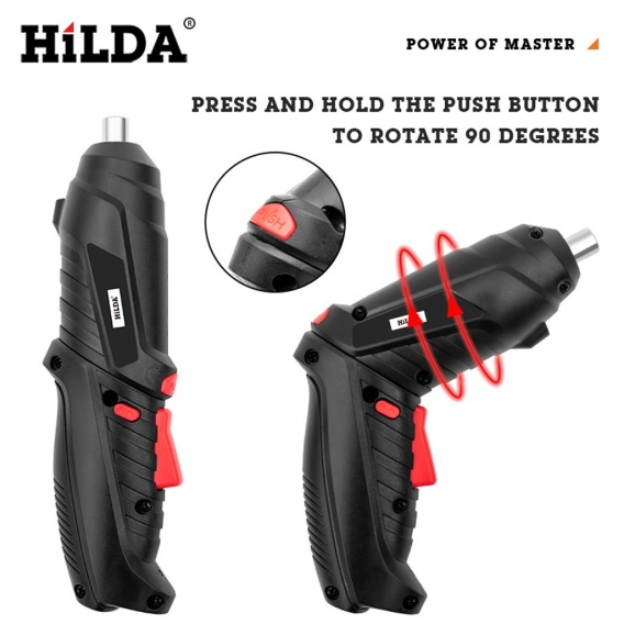 HiLDA Faltbarer USB Wiederaufladbarer Lithium Schraubendreher, Multifunktionaler Elektrischer Schraubendreher-Schwarz