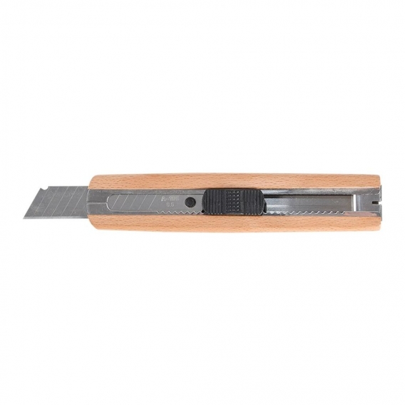 Rivanto® Cutter Teppichmesser 15,5 x 3,5 cm Holzgriff mit Metallklammer, Holzabbrechmesser