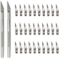 Pyzl Bastelmesser-Set, 2 Lineal Bastelmesser 30 Schneidklingen, zum Schnitzen, Heimwerken, Hobbymesser, Präzisionsschneider, Scr