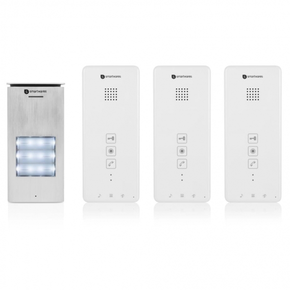 Smartwares Audio-Gegensprechanlage für 3 Wohnungen 20,5x8,6x2,1cm Weiß
