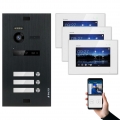 BALTER EVO Schwarz 2-Draht BUS 7" WiFi Monitor Video Türsprechanlage Set für 3 Familienhaus