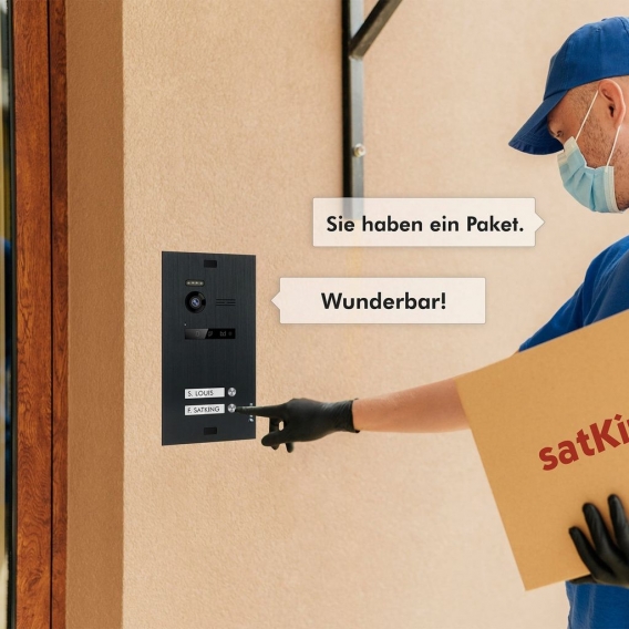 BALTER EVO Schwarz 2-Draht BUS 7" WiFi Monitor Video Türsprechanlage Set für 2 Familienhaus