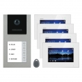 Balter EVO-AP Silber Video Türsprechanlage 7" Touchscreen RFID 2-Draht BUS Set für 4 Familienhaus