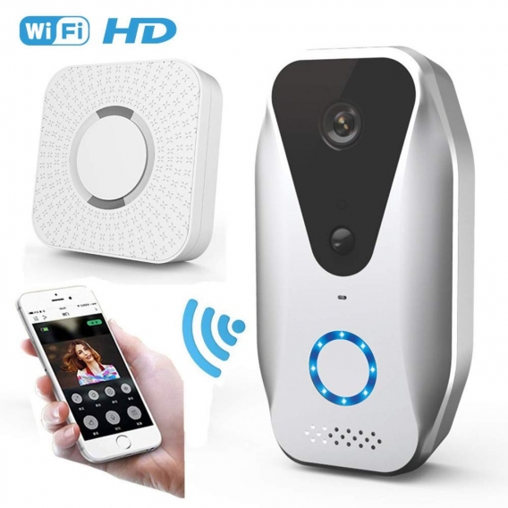 2Pace® WiFi Kamera Türklingel mit PIR-Erkennung HD-Nachtsicht Audio Video Aufzeichnung Clouddienst