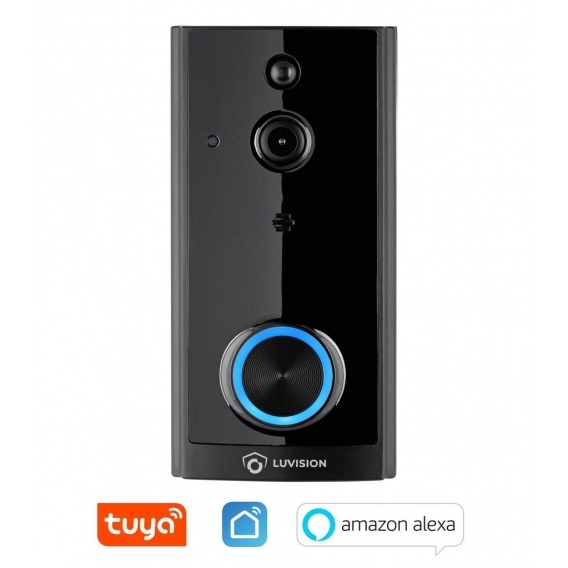 LUVISION WLAN Funk Video Türklingel mit Kamera Tuya App kompatibel Alexa Show Türglocke schwarz