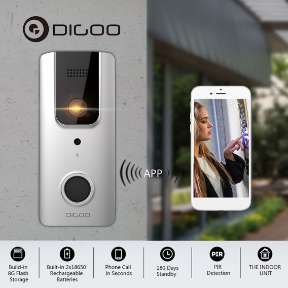 DIGOO Smart Wireless WiFi Türklingel HD Video Ring Telefon IR Visuelle Gegensprechanlage Ding Dong für Home Office