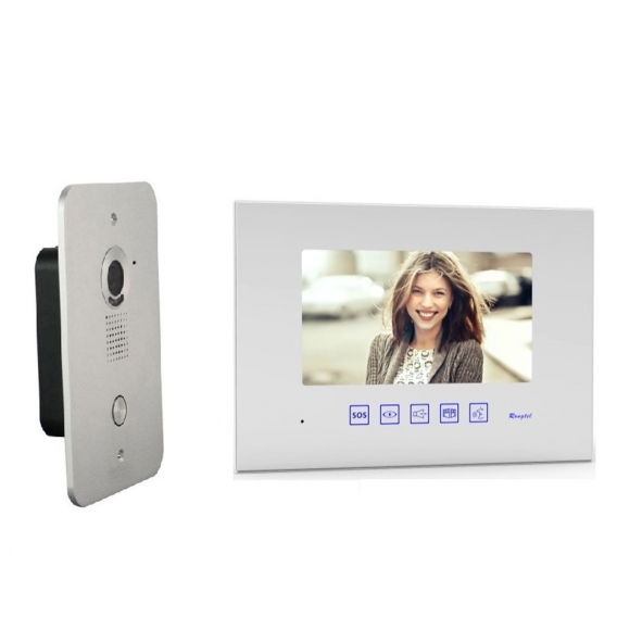 Video Türsprechanlage mit 7 Zoll Monitor in Weiß