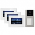 BALTER EVO Aufputz Video Türsprechanlage 2-Draht BUS für 1-Familienhaus  3 x 7" Touchscreen Monitor und Hauptstromverteiler (Tür