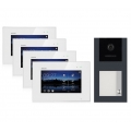 BALTER EVO Aufputz Video Türsprechanlage 2-Draht BUS für 1-Familienhaus mit 4x7" Touchscreen Monitor und Hauptstromverteiler (Tü