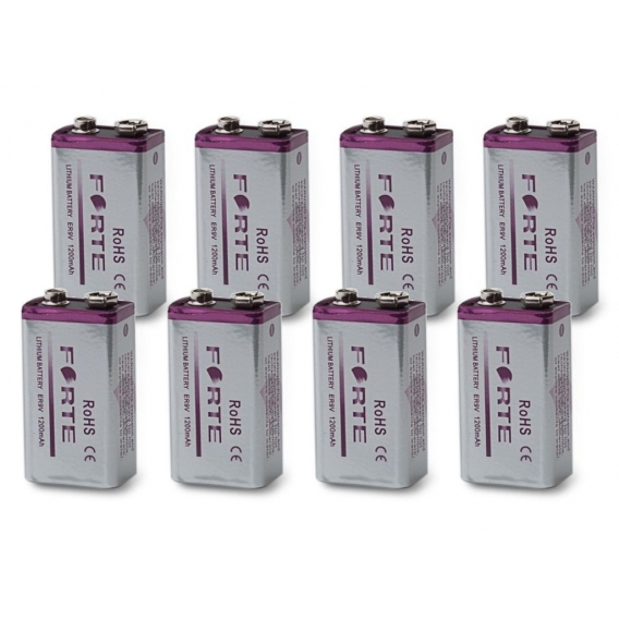 8 x 9V Lithium Blockbatterie Rauchmelder 1200mAh Feuermelder E Block Batterie