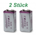 2 x 9V Lithium Blockbatterie Rauchmelder 1200mAh Feuermelder E Block Batterie